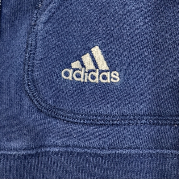RARE Vintage Adidas Navy Blue Zip-up Hoodie With 3 White Stripes Women's Size L - Picture 6 of 10